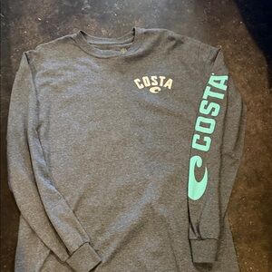 Costa Charcoal and Teal Long Sleeve Tee